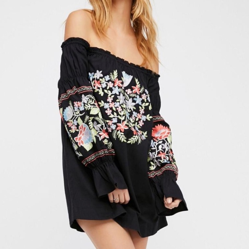 NWOT Free People Black Fleur De Jour Dress